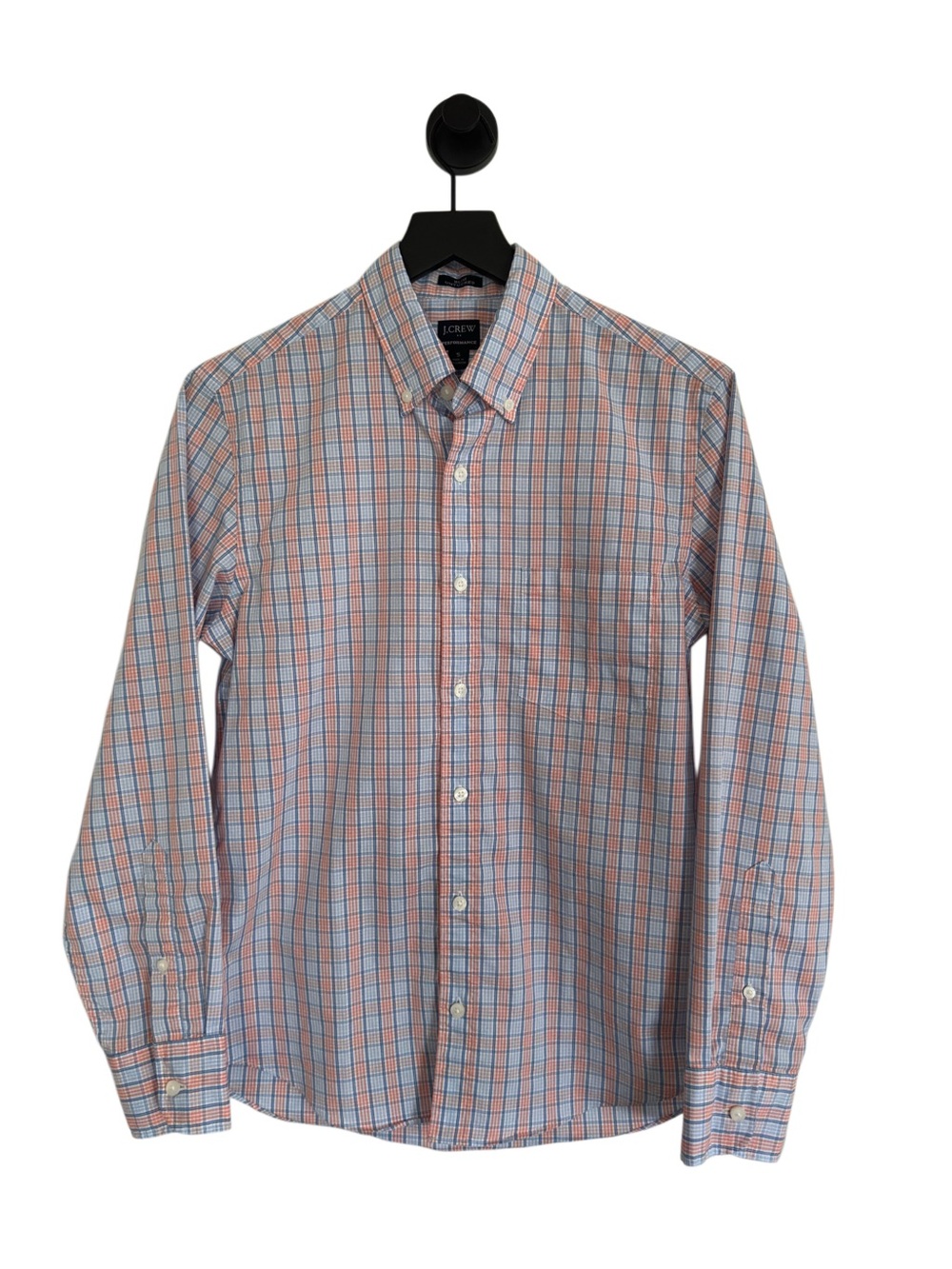 J. Crew Men's Blue & Coral Plaid Button-Down Shirt
